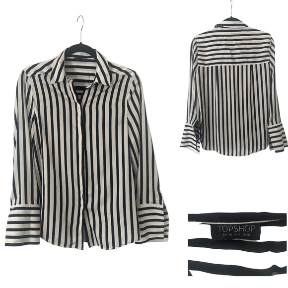 Topshop Tops - Topshop Striped Button Down Top